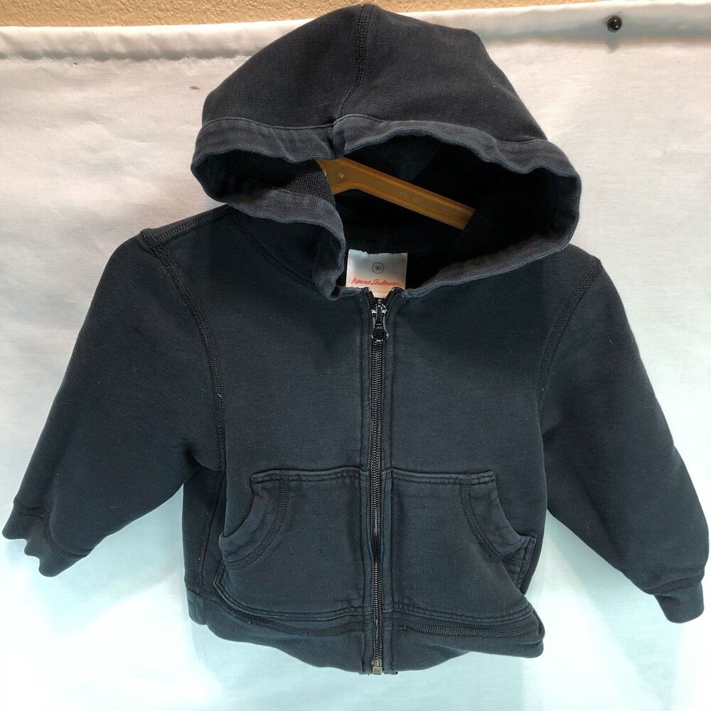 Hanna Andersson Black Long Sleeve Hoodie Sz 90 LLL1